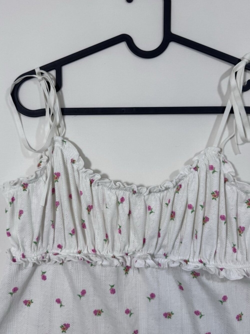 For Love & Lemons Blossom Pointelle Slip Dress M White Floral Boho Coquette - Picture 4 of 11